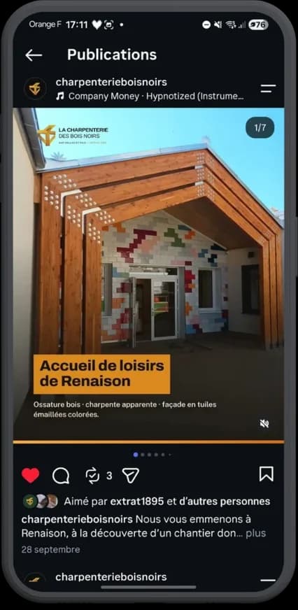 Publication Instagram de La Charpenterie des Bois Noirs : accueil de loisirs de Renaison